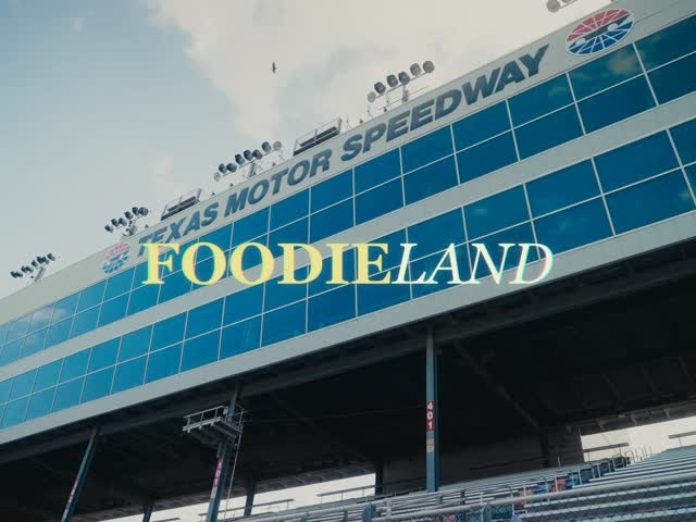 Foodieland signage above the festival grounds at Texas Motor Speedway
